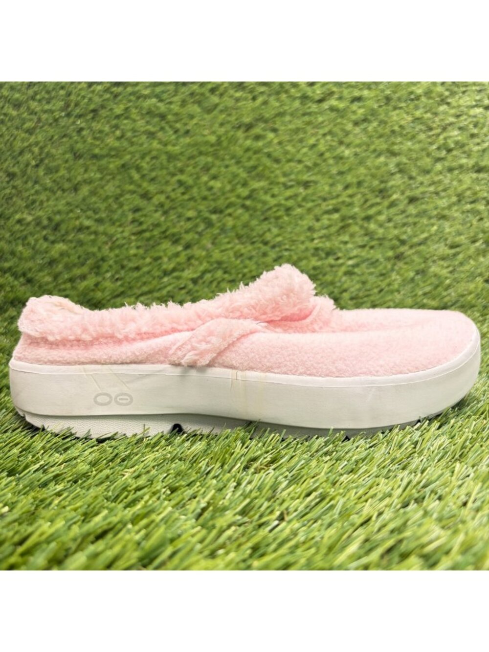 OOFOS OOcoozie Womens Size 6 Pink White Casual Slip On Recovery Mules Shoes